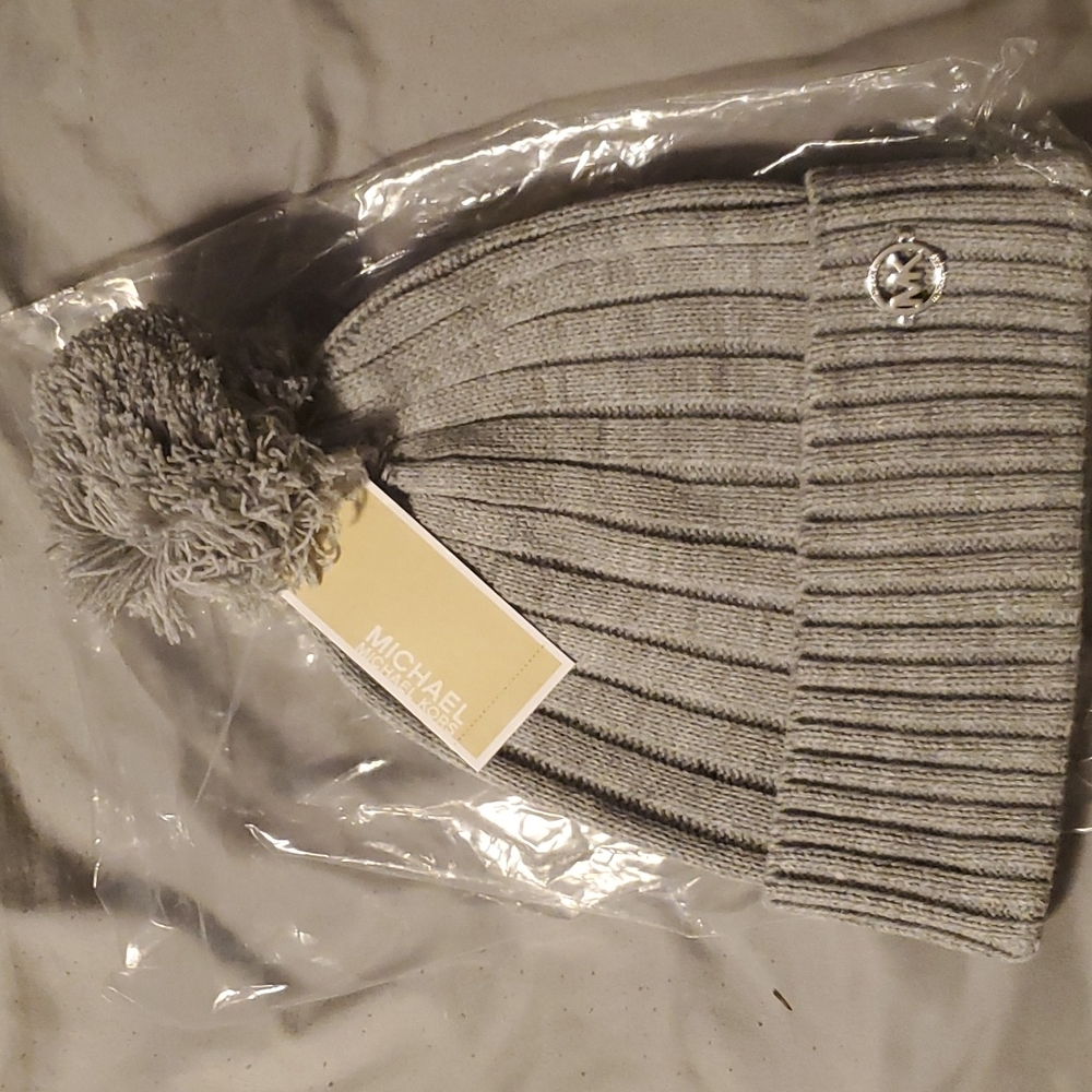 Michael Kors Grey Pom Beanie NWT